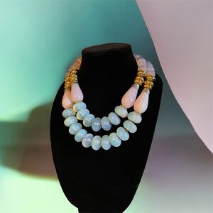 Vintage Masha Archer two strand 24k Gold plated rose milk round collar